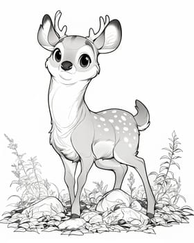 Coloring book for children, coloring animal, deer. Selective soft focus.