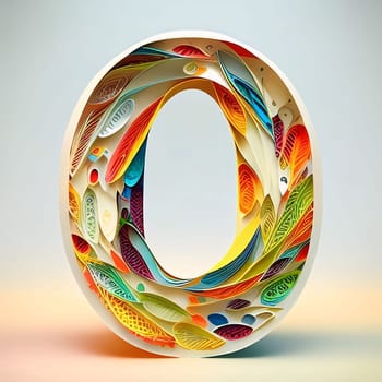 Graphic alphabet letters: Colorful letter O in the form of abstract figures. 3D illustration