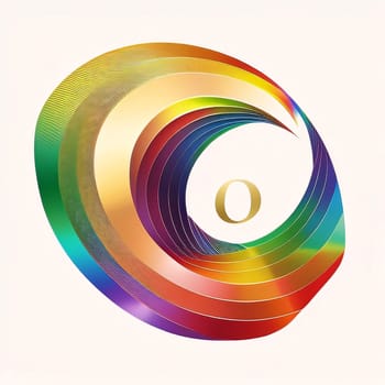 Graphic alphabet letters: abstract rainbow spiral on a white background, vector illustration eps10