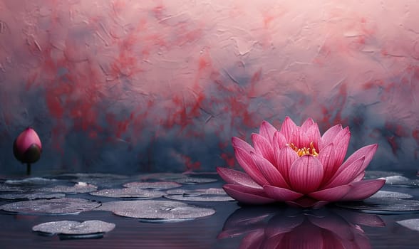 Serene Lotus Flower on a Tranquil Pond. Selective focus.