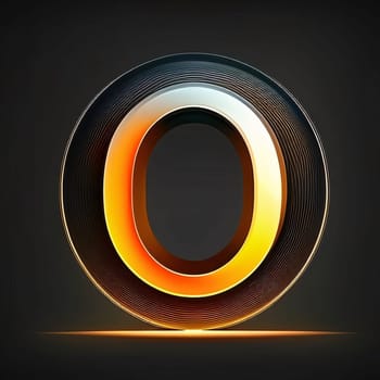 Graphic alphabet letters: 3d letter O in neon style, vector eps10 illustration