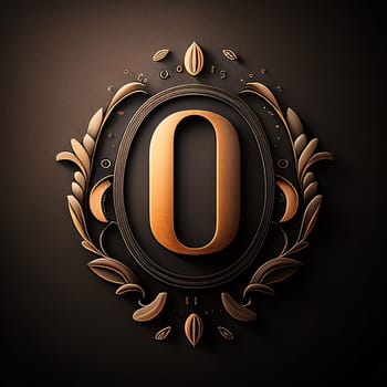 Graphic alphabet letters: Luxury letter O in a laurel wreath. 3d rendering