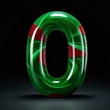 Graphic alphabet letters: Glossy 3D letter O uppercase isolated on black background. 3D rendered font.