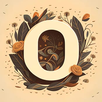 Graphic alphabet letters: letter of the alphabet decorated with flowers and leaves. vector illustration.