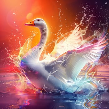 Beautiful colorful advertising poster with a goose. High quality illustration