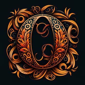 Graphic alphabet letters: Oriental ornamental letter O in the style of baroque.