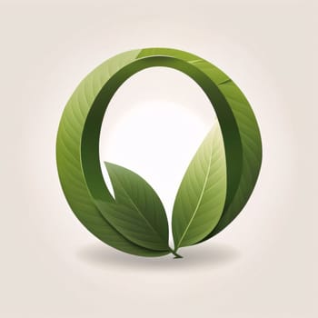 Graphic alphabet letters: Ecology icon with green leaves. Eco concept. Vector illustration.