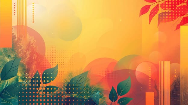 A gradient background with abstract shapes and elements that represent sustainability.