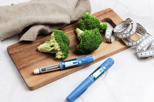 Ozempic Insulin injection pen or insulin cartridge pen for diabetics. Medical equipment for diabetes parients. Copenhagen, Denmark - January 1, 2024.