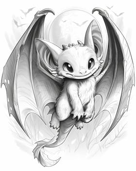Coloring book for children, coloring animal, bat. Selective soft focus.