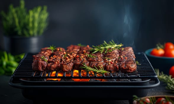 Steak Grilling on BBQ. Selective focus.