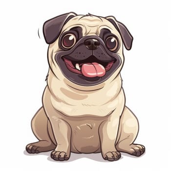 A cartoon dog with a tongue sticking out. It is sitting on a white background. The dog has a cute and playful expression on its face