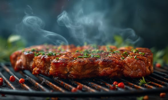 Steak Grilling on BBQ. Selective focus.