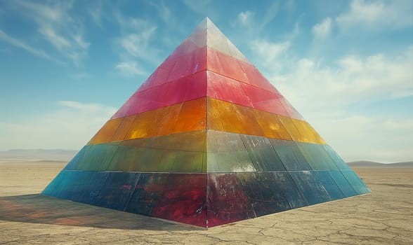 Colorful Pyramid in Desert. Selective soft focus.
