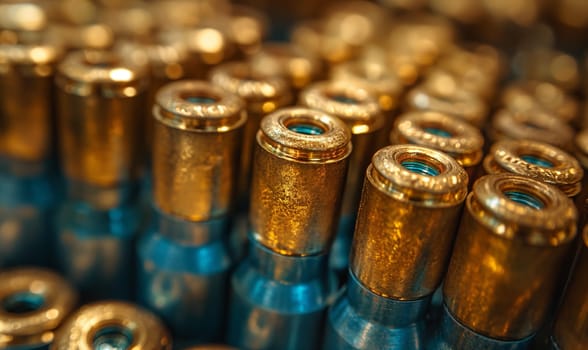 Close Up of Many Bullet Shells. Selective focus.