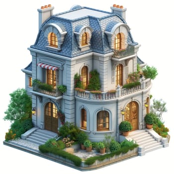 Model House With Balcony and Plants. Selective soft focus.