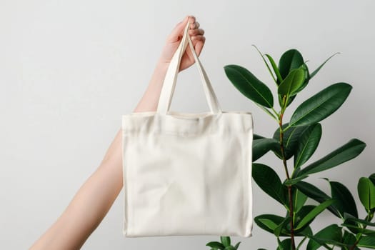 Mockup white Tote bag with copy space for advertising.