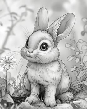 Coloring book for children, coloring animal, hare. Selective soft focus.