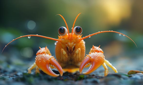 Cartoon crab with big eyes. Selective focus.