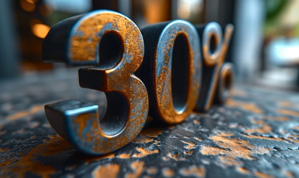Close-Up of 30% Discount Sign. Selective focus.