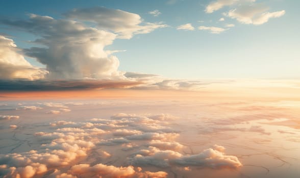 Aerial Sunset View of Clouds. Selective focus