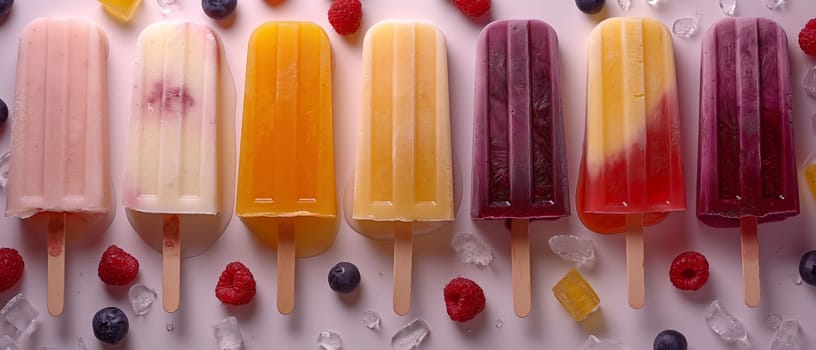 Row of Colorful Popsicles. Selective focus.