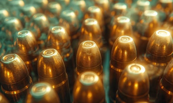 Close Up of Many Bullet Shells. Selective focus.