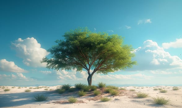 Lone Tree in Desert. Selective soft focus.