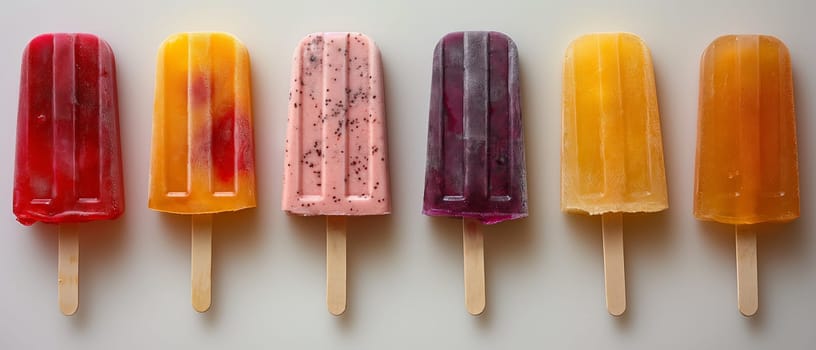 Row of Colorful Popsicles. Selective focus.