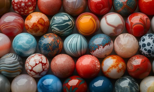 Close-up of bright balls of different colors. Selective focus