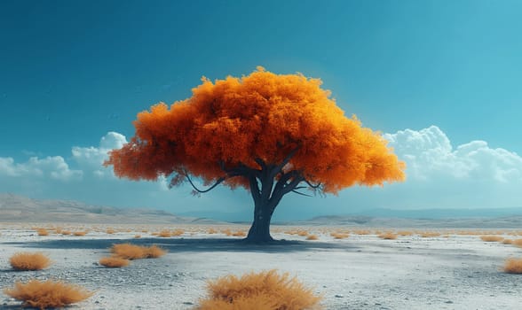 Lone Tree in Desert. Selective soft focus.