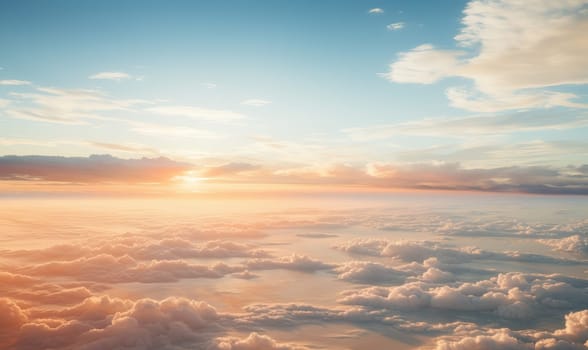 Aerial Sunset View of Clouds. Selective focus