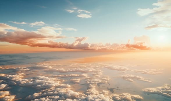 Aerial Sunset View of Clouds. Selective focus