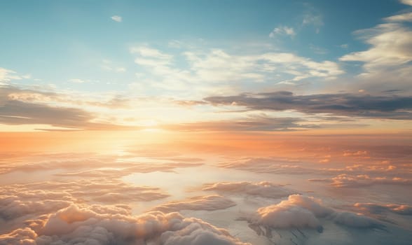 Aerial Sunset View of Clouds. Selective focus