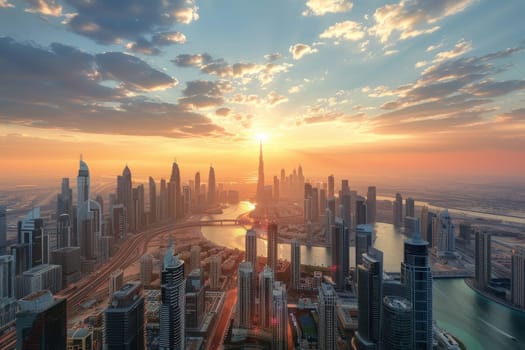 Image of Skyscrapers skyline in city business district, downtown.