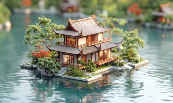 Small House on Floating Island. Selective soft focus.