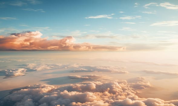 Aerial Sunset View of Clouds. Selective focus