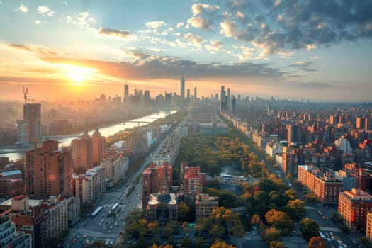 Image of Skyscrapers skyline in city business district, downtown.