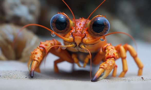 Cartoon crab with big eyes. Selective focus.