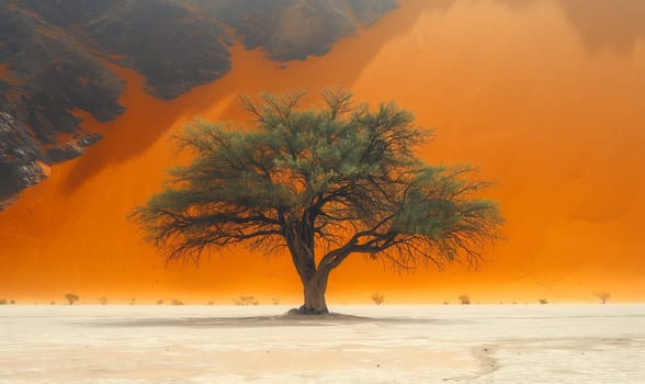 Lone Tree in Desert. Selective soft focus.