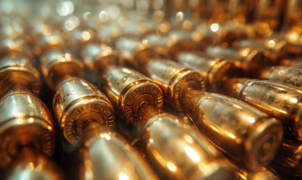 Close Up of Many Bullet Shells. Selective focus.