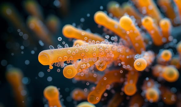 Microbiology concept, view through a microscope. Selective focus.