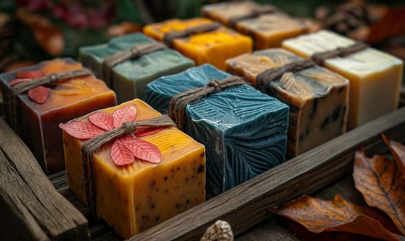 Colorful Handmade Soaps on Display. Selective focus