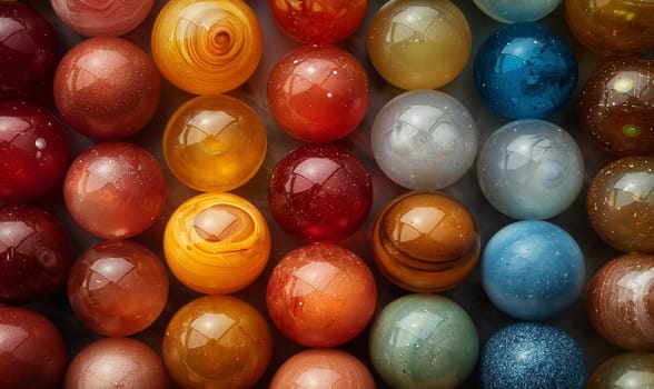 Close-up of bright balls of different colors. Selective focus