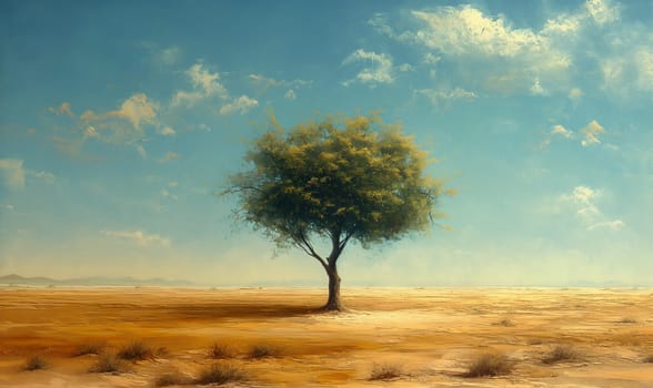 Lone Tree in Desert. Selective focus