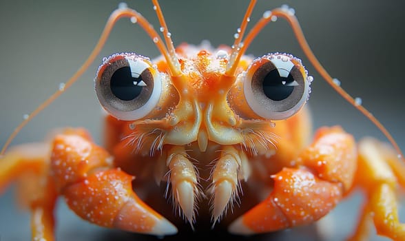 Cartoon crab with big eyes. Selective focus.