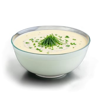 Roasted garlic soup a creamy pur?e of roasted garlic and potatoes. Food isolated on transparent background