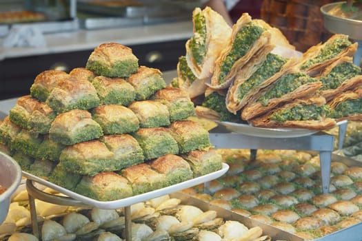 turkish dessert baklava selling at shop ,