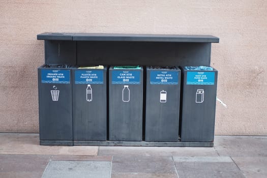 turkey istanbul 22 june 2023. recycling container near old bins,