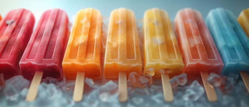 Row of Colorful Popsicles. Selective focus.